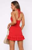 Halterneck Backless Tank Tops Two Piece Skirts Set GWLS-202501