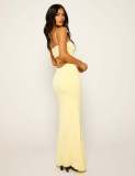 Sexy Sling Solid Color Backless Maxi Dress GWLS-202403
