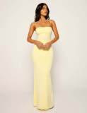 Sexy Sling Solid Color Backless Maxi Dress GWLS-202403