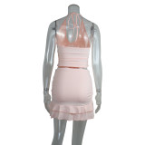 Halterneck Backless Tank Tops Two Piece Skirts Set GWLS-202501