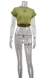 Fashion Embroidered Slim Yoga Short-Sleeve T-Shirt GWLS-LD201090