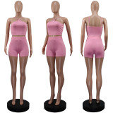 Cross Tie Up Solid Color Two Piece Shorts Set GWLS-LD201075