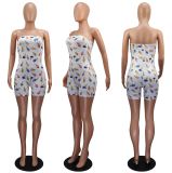 Cartoon Print Strapless Romper GWLS-LD201016