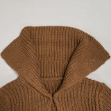 Solid Color Big Lapel Lantern Sleeve Sweater Mini Dress NY-MY110