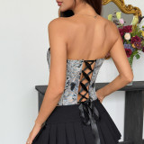 Jacquard Waist-Shaping Fishbone Corset Tank Tops GOMN-71090