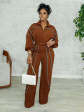 Contrast Color Straight Sport Pants Two-Piece Set SFY-827