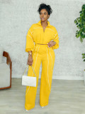 Contrast Color Straight Sport Pants Two-Piece Set SFY-827