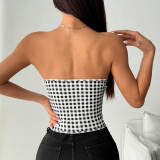 Plaid Contrast Color Necktie Wrap Tank Top GOMN-71079