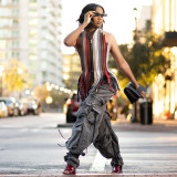 Colorful Print Sleeveless Backless Tops GZJQ-K25L85358
