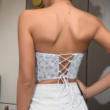 Mesh Print Underwire Fishbone Corset Tank Top GOMN-M60295