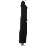 Long Sleeve Solid Color Maxi Dress XEF-K25D88955