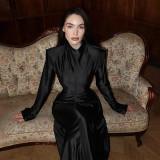 Long Sleeve Solid Color Maxi Dress XEF-K25D88955