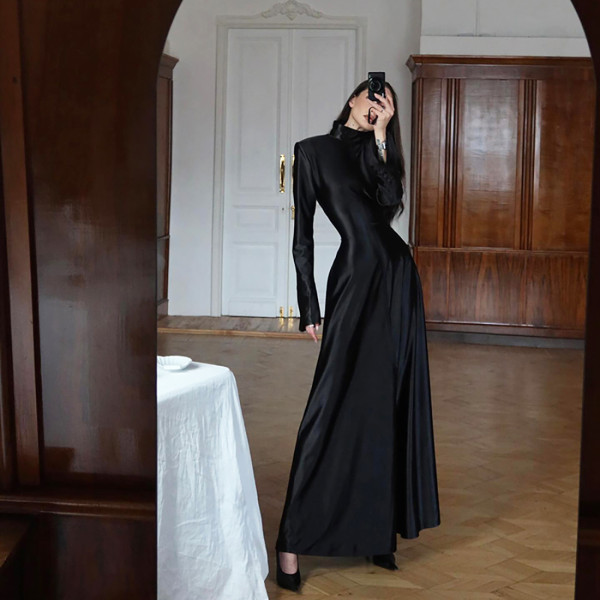 Long Sleeve Solid Color Maxi Dress XEF-K25D88955