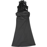 PU Leather Patchwork Sleeveless Split Maxi Dress XEF-K25D89909