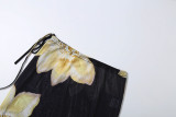 Print One Shoulder Tops Drawstring Long Skirt Suit XEF-K25S88763