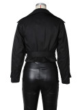 Double-breasted Lapel Tie Up Coat ZSD-0776