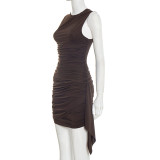 Sleeveless Ruched Solid Color Mini Dress GSZM-D26DS001