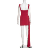 Solid Color Square Neck Mini Dress GSZM-D25DS586