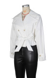 Double-breasted Lapel Tie Up Coat ZSD-0776