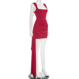 Solid Color Square Neck Mini Dress GSZM-D25DS586