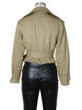 Double-breasted Lapel Tie Up Coat ZSD-0776