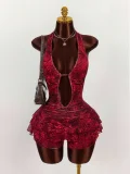 Leopard Print Tie Up Backless Mini Dress GXIY-K25L1703