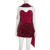 Sexy Off Shoulder Sequin Irregular Mini Dress GSZM-J25DS459