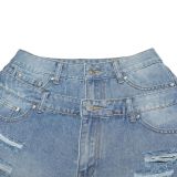 Casual Brushed Faux Two-Piece Denim Culottes SH-391453