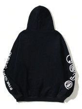 Letter Print Long Sleeve Hooded Sweatshirt YWXS-XS-2706