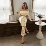 Off Shoulder Long Sleeve Two Piece Pants Set GYME-K25S89290