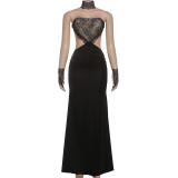 Lace Patchwork Backless Tube Top Dress GYME-K25S87163