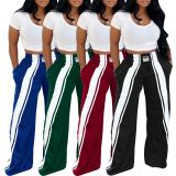 Contrast Color Casual Wide Leg Pants AIL-342