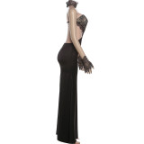 Lace Patchwork Backless Tube Top Dress GYME-K25S87163