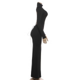 Solid Color Backless Tie Up Maxi Dress GYME-K25D85984