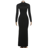 Solid Color Backless Tie Up Maxi Dress GYME-K25D85984