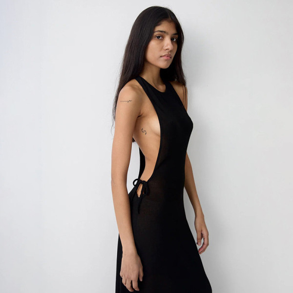 Solid Color Tie Up Sleeveless Maxi Dress GYME-K25D89752