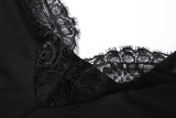 V Neck Backless Lace Patchwork Mini Dress GYME-K25D90174