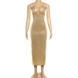 Halterneck V Neck Butterfly Maxi Dress GYME-K25D89288