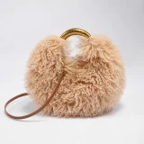 Faux Sheepskin Fleece Tote Bag Round Crossbody Bag HBRS-51216