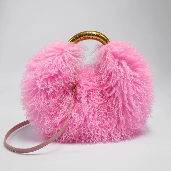 Faux Sheepskin Fleece Tote Bag Round Crossbody Bag HBRS-51216