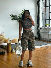 Camouflage Print Casual Denim Shorts LSD-2673