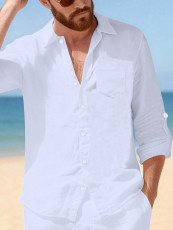 Men's Long Sleeve Solid Color Shirt FLZH-ZT297