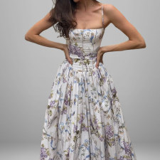 Plus Size Floral Print Square Neck Strap Maxi Dress GHHE-29485