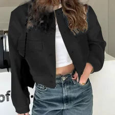 Plus Size Single Breasted Solid Color Long Sleeve Jacket GHHE-24594