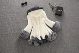 Plus Size White Rabbit Fur Hooded Coat HHMY-XF-腰带豹纹超长
