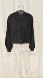 Plus Size Single Breasted Solid Color Long Sleeve Jacket GHHE-24594