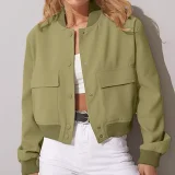 Plus Size Single Breasted Solid Color Long Sleeve Jacket GHHE-24594