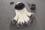 Plus Size White Rabbit Fur Hooded Coat HHMY-XF-腰带豹纹超长