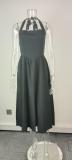 Plus Size Solid Color Halterneck Maxi Dress GHHE-29325