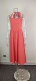Plus Size Solid Color Halterneck Maxi Dress GHHE-29325